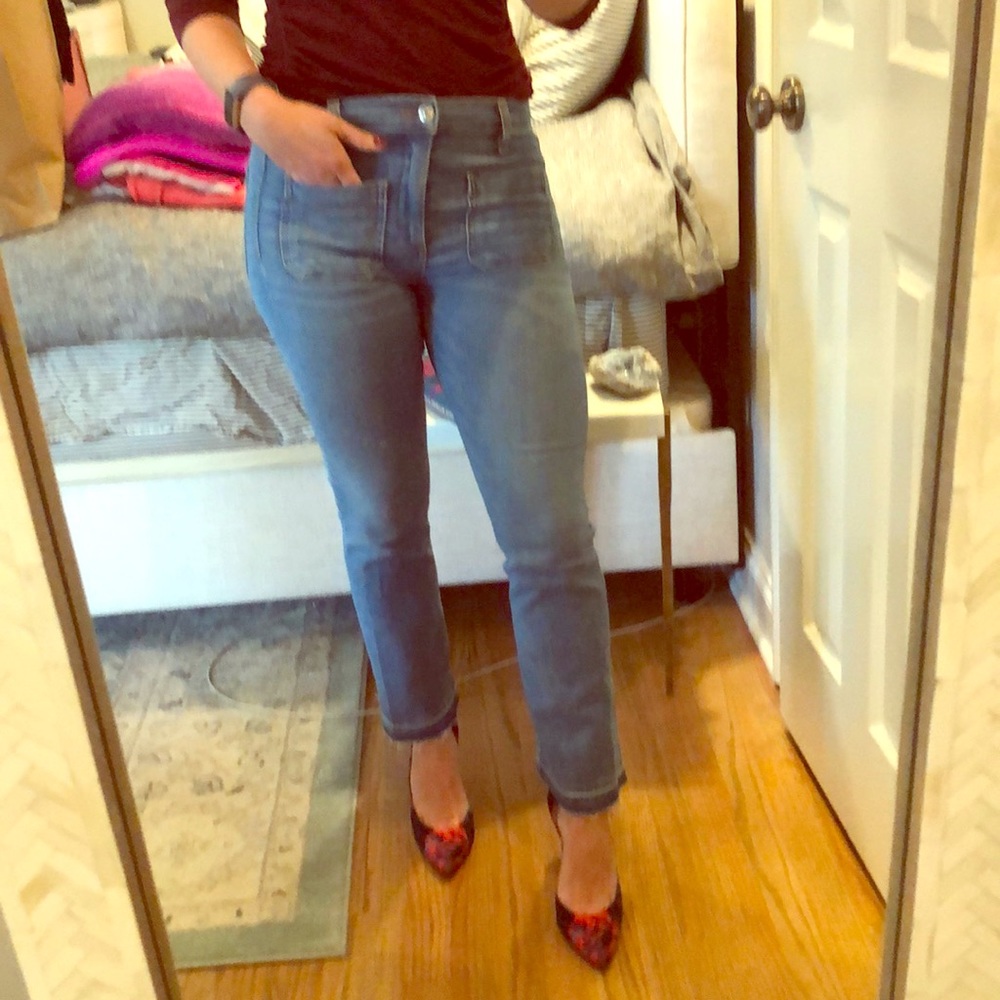 Veronica Beard distressed jeans with raw hem